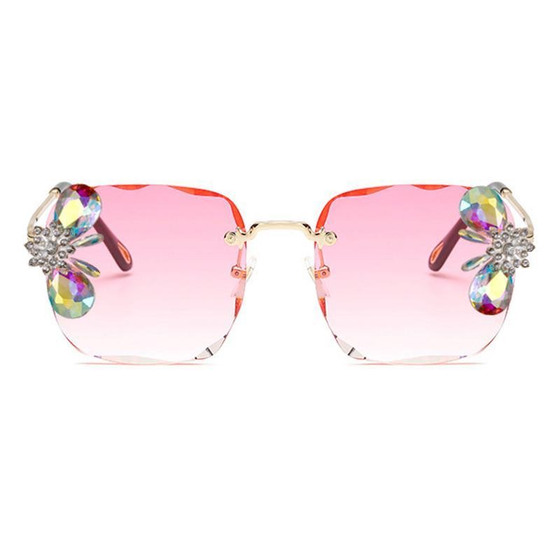 Calanovella Square Rimless Crystal Diamond Rhinestones Sunglasses