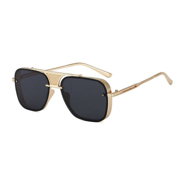 Calanovella Vintage Square Sunglasses Double Bridges Fashion Trending Men Sun Glasses black tea,gun blue,silver blue,black yellow,golden green,black red,golden gray,silver yellow,gun gray,silver gray 34.99 USD