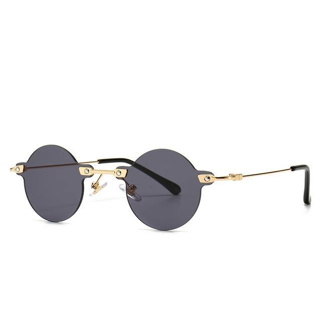 Calanovella Small Rimless Round Sunglasses Men Women Stylish Tiny Frameless Punk Oval Sun Glasses UV400 - Calanovella.com