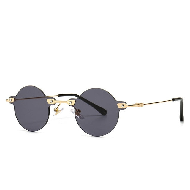 Calanovella Cool Round Rimless Sunglasses Vintage Frameless UV400