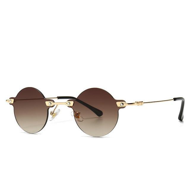 Calanovella Small Rimless Round Sunglasses Men Women Stylish Tiny Frameless Punk Oval Sun Glasses UV400 - Calanovella.com