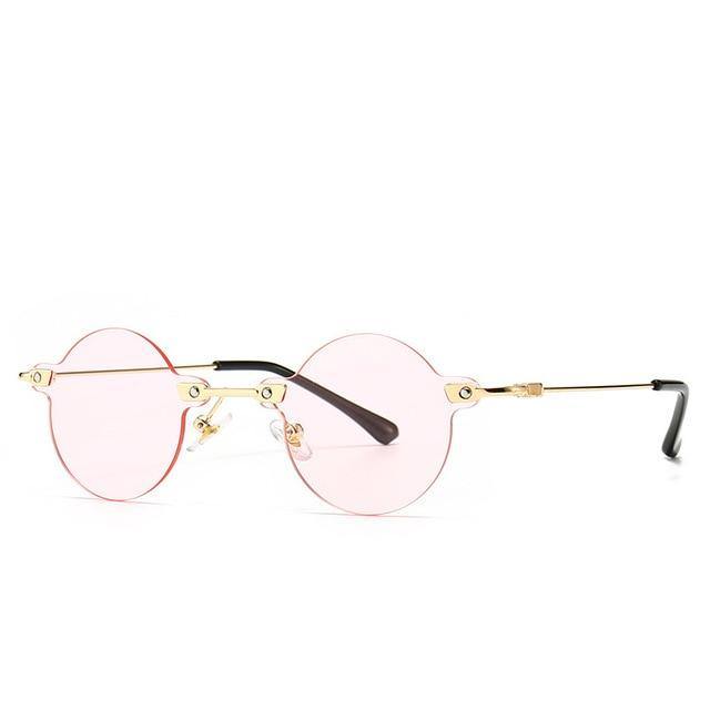 Calanovella Small Rimless Round Sunglasses Men Women Stylish Tiny Frameless Punk Oval Sun Glasses UV400 - Calanovella.com