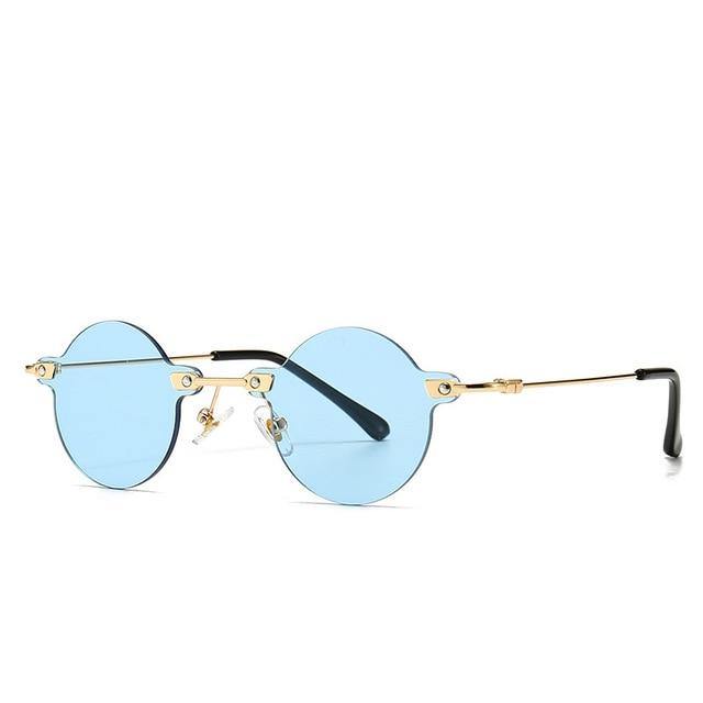 Calanovella Small Rimless Round Sunglasses Men Women Stylish Tiny Frameless Punk Oval Sun Glasses UV400 - Calanovella.com