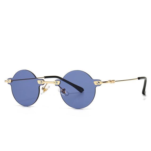 Calanovella Small Rimless Round Sunglasses Men Women Stylish Tiny Frameless Punk Oval Sun Glasses UV400 - Calanovella.com