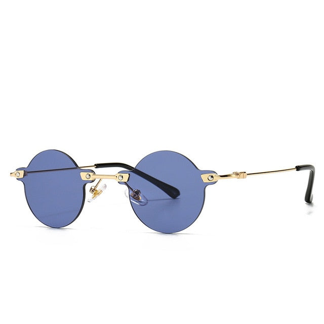 Calanovella Cool Round Rimless Sunglasses Vintage Frameless UV400