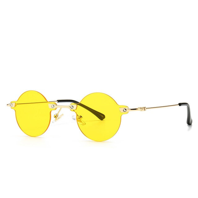Calanovella Cool Round Rimless Sunglasses Vintage Frameless UV400