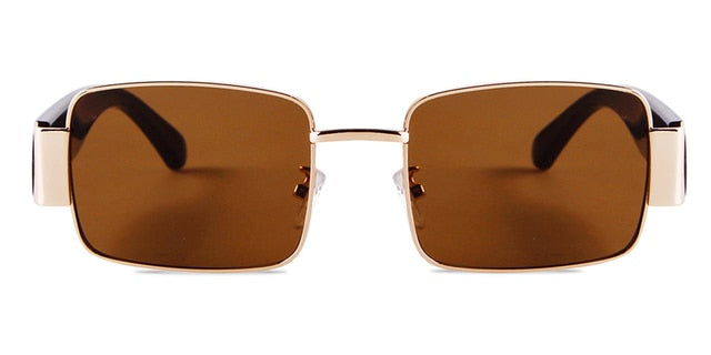 Calanovella Fashion Hip Hop Punk Sunglasses Designer Metal Square Rectangle Frame Retro Sun Glasses Cool Style