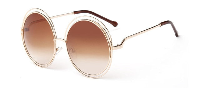 Calanovella Vintage Oversized Round Sunglasses Circle Alloy Around