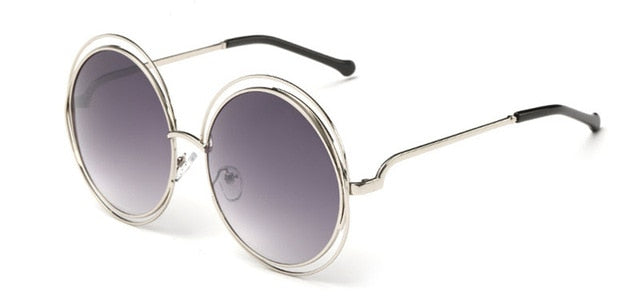 Calanovella Vintage Oversized Round Sunglasses Circle Alloy Around