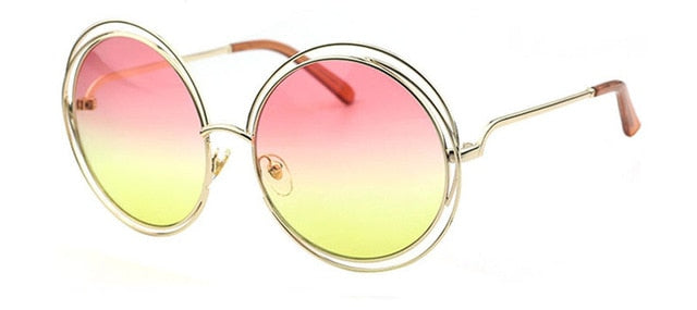 Calanovella Vintage Oversized Round Sunglasses Circle Alloy Around Hollow Frame Designer Sun Glasses UV400