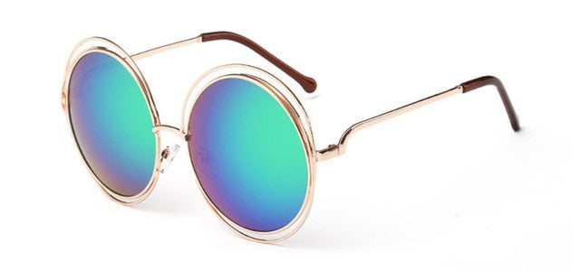 Calanovella Vintage Oversized Round Sunglasses Circle Alloy Around Hollow Frame Designer Sun Glasses UV400