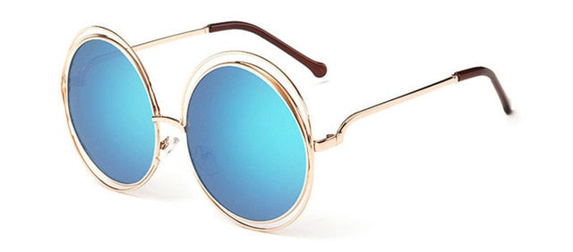 Calanovella Vintage Oversized Round Sunglasses Circle Alloy Around