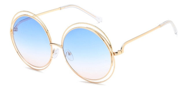 Calanovella Vintage Oversized Round Sunglasses Circle Alloy Around