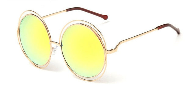 Calanovella Vintage Oversized Round Sunglasses Circle Alloy Around