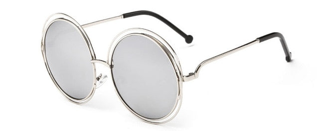 Calanovella Vintage Oversized Round Sunglasses Circle Alloy Around