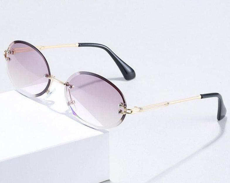 Calanovella Classic Rimless Oval Sunglasses Gradient Shades UV400
