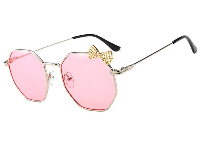 Calanovella Shades for Women Square Sunglasses with Cute Ribbon 90s Rave Festival Pink Hexagon Sun Glasses