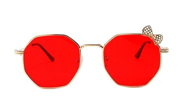 Calanovella Shades for Women Square Sunglasses with Cute Ribbon 90s Rave Festival Pink Hexagon Sun Glasses