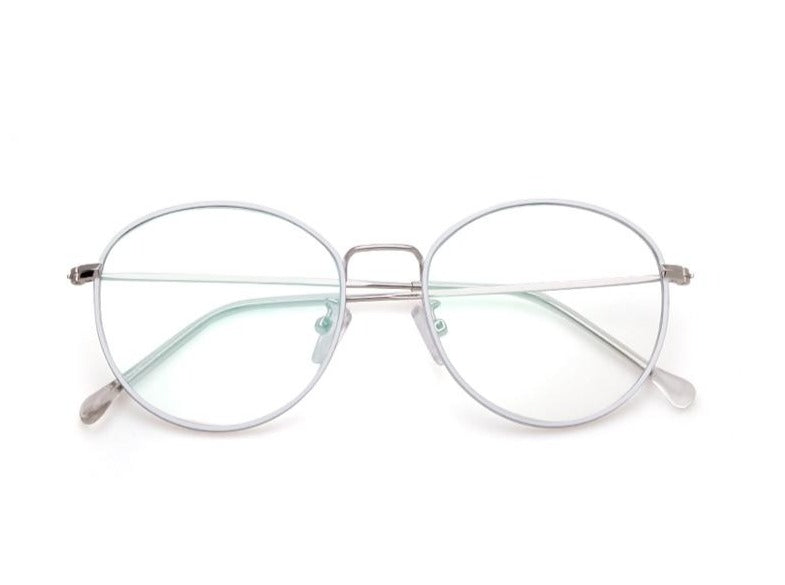 Calanovella Stylish Round Gold Ultra-light Metal Frame Fashionable Anti Blue Light Blocking Stylish Computer Gaming Glasses