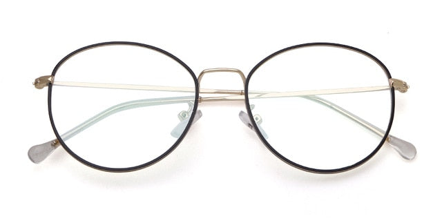 Calanovella Stylish Round Gold Ultra-light Metal Frame Fashionable Anti Blue Light Blocking Stylish Computer Gaming Glasses