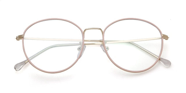Calanovella Stylish Round Gold Ultra-light Metal Frame Fashionable Anti Blue Light Blocking Stylish Computer Gaming Glasses