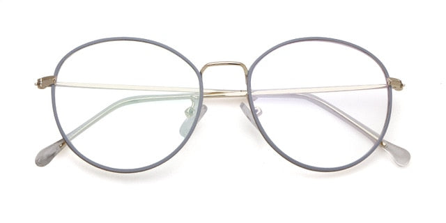 Calanovella Stylish Round Gold Ultra-light Metal Frame Fashionable Anti Blue Light Blocking Stylish Computer Gaming Glasses