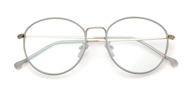 Calanovella Stylish Round Gold Ultra-light Metal Frame Fashionable Anti Blue Light Blocking Stylish Computer Gaming Glasses