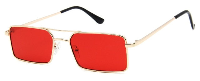 Calanovella Retro Small Rectangle Sunglasses Women Red Double Bridges