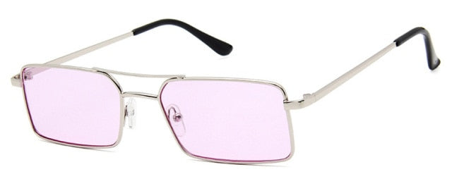 Calanovella Retro Small Rectangle Sunglasses Women Red Double Bridges