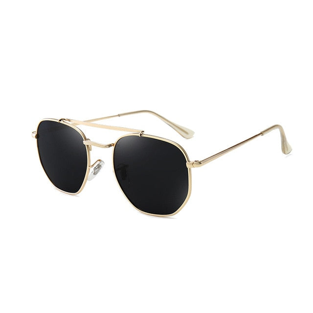 Calanovella Vintage Polygon Sunglasses Polarized Men Women Brand Designer Flat Lens Metal Frame Sun Glasses Cool Shades