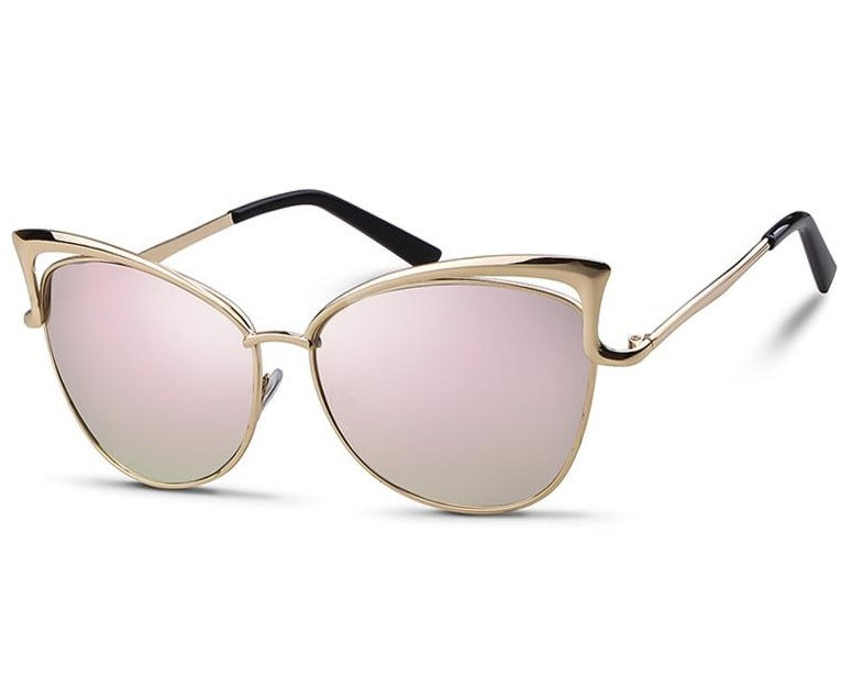 Calanovella Oversized Cat Eye Sunglasses Women Brand Designer Retro Vintage Gold Pink Mirror Sun Glasses Female Shades