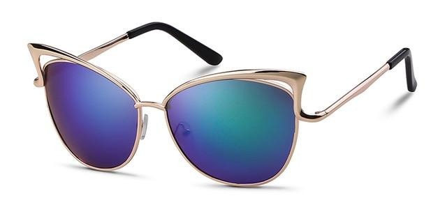 Calanovella Oversized Cat Eye Sunglasses Women Brand Designer Retro Vintage Gold Pink Mirror Sun Glasses Female Shades