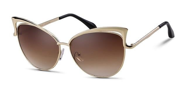 Calanovella Oversized Cat Eye Sunglasses Women Brand Designer Retro Vintage Gold Pink Mirror Sun Glasses Female Shades
