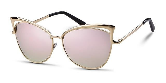 Calanovella Oversized Cat Eye Sunglasses Women Brand Designer Retro Vintage Gold Pink Mirror Sun Glasses Female Shades