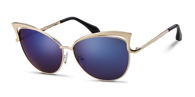 Calanovella Oversized Cat Eye Sunglasses Women Brand Designer Retro Vintage Gold Pink Mirror Sun Glasses Female Shades