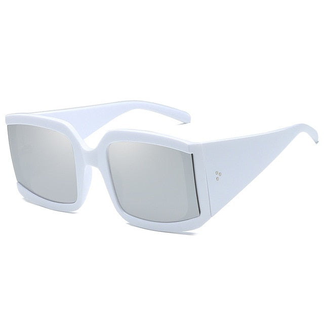 Calanovella Oversized Sunglasses Wide Arm Square for Women White