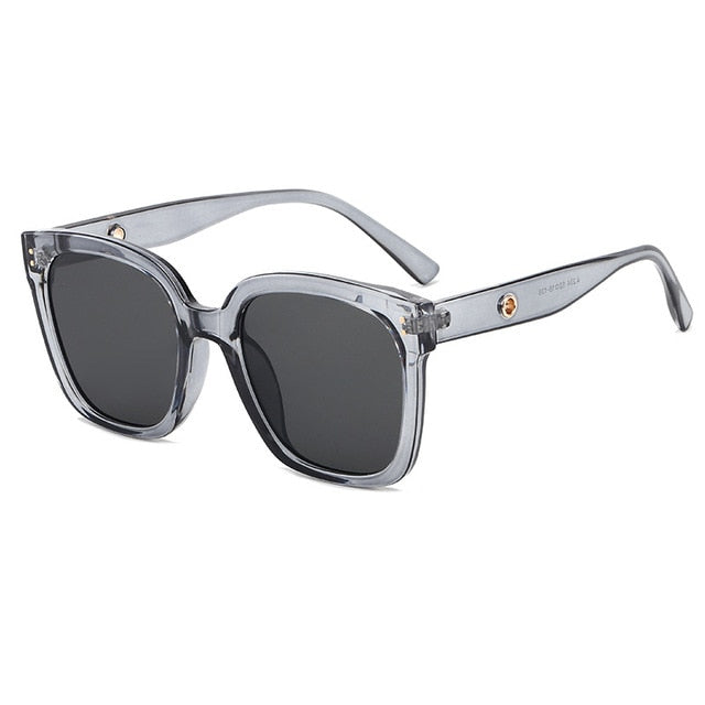 Calanovella Square Sunglasses Vintage Women Brand Designer Black Frame Fashion Flat Top Lens Sun Glasses