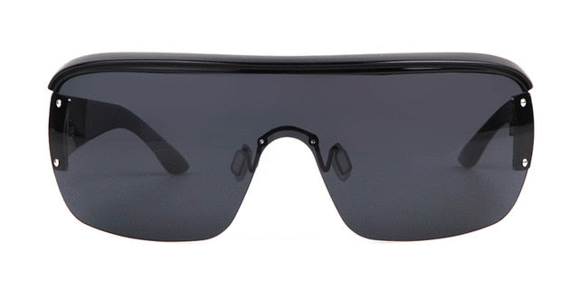 Calanovella One Piece Futuristic Sunglasses Men Brand Designer Half Frame Mirror Lens Sun Glasses Oversized Goggles Cool Sport Shades