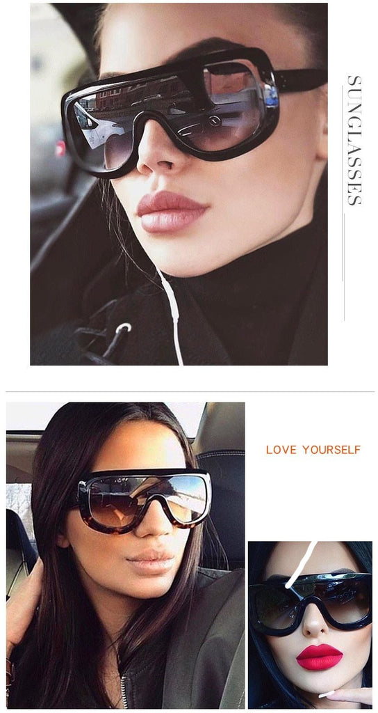 Calanovella Oversized Sunglasses Women Brand Designer Shield Big Frame