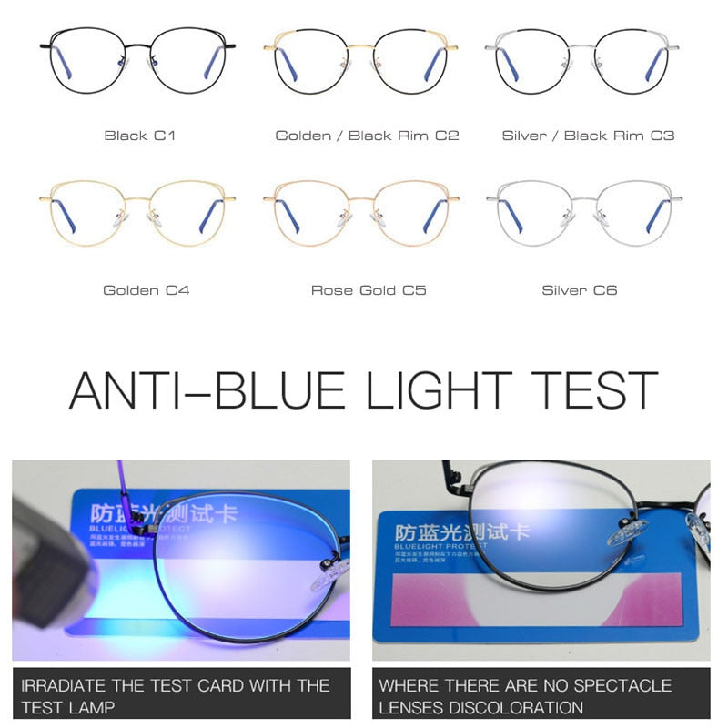 Calanovella Retro Anti Blue Light Eyeglasses Frames Metal Optical