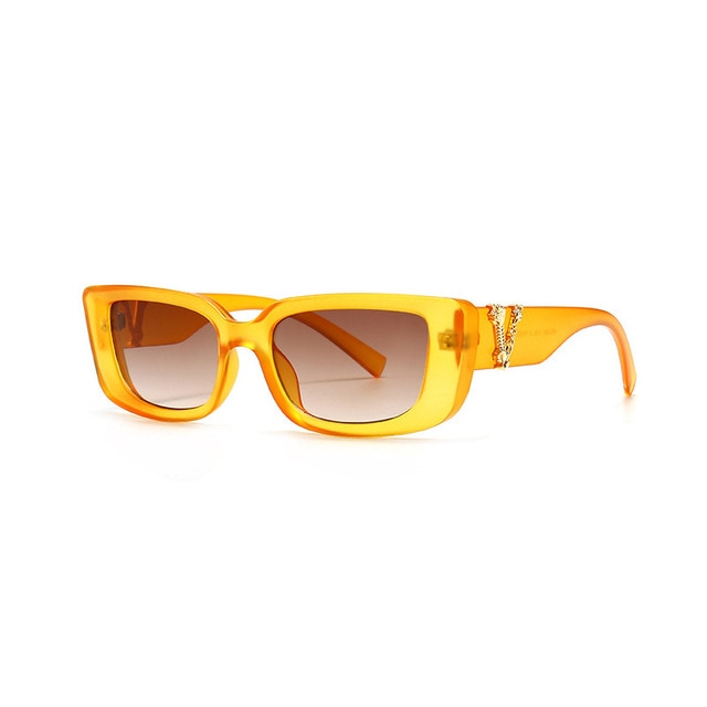 Calanovella Retro Small Rectangle Sunglasses Candy Colors Gradient Sun