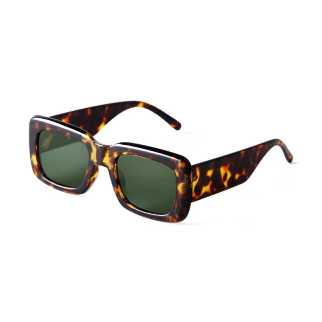 Calanovella Thick Square Rectangle Sunglasses Designer Leopard Frame