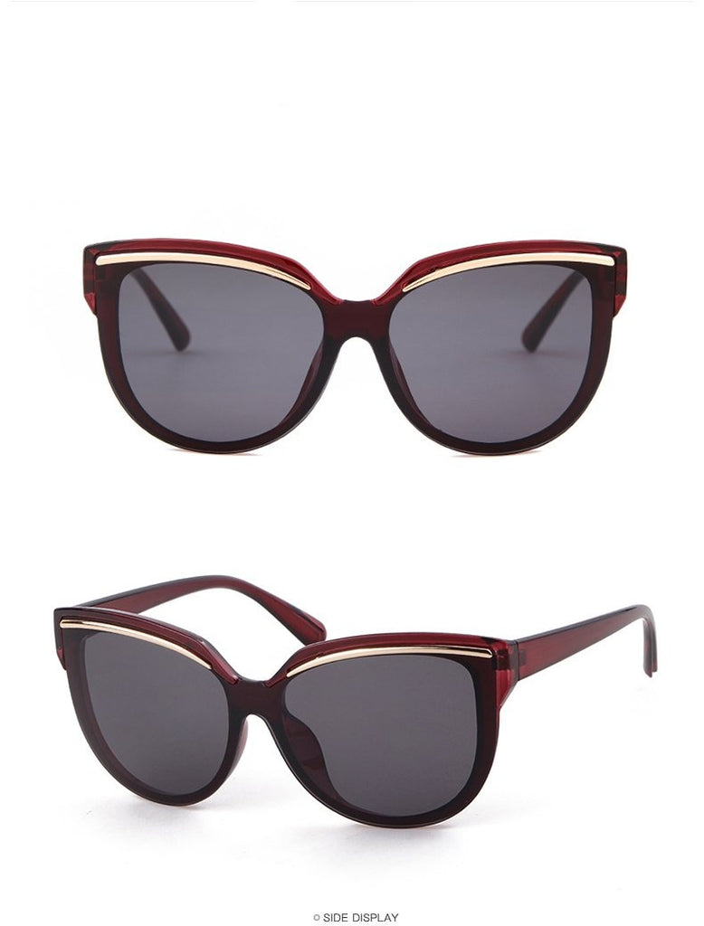 Calanovella Fashion 80s Retro Cat Eye Sunglasses Oversized Vintage Eyebrow Cateye Shades UV400