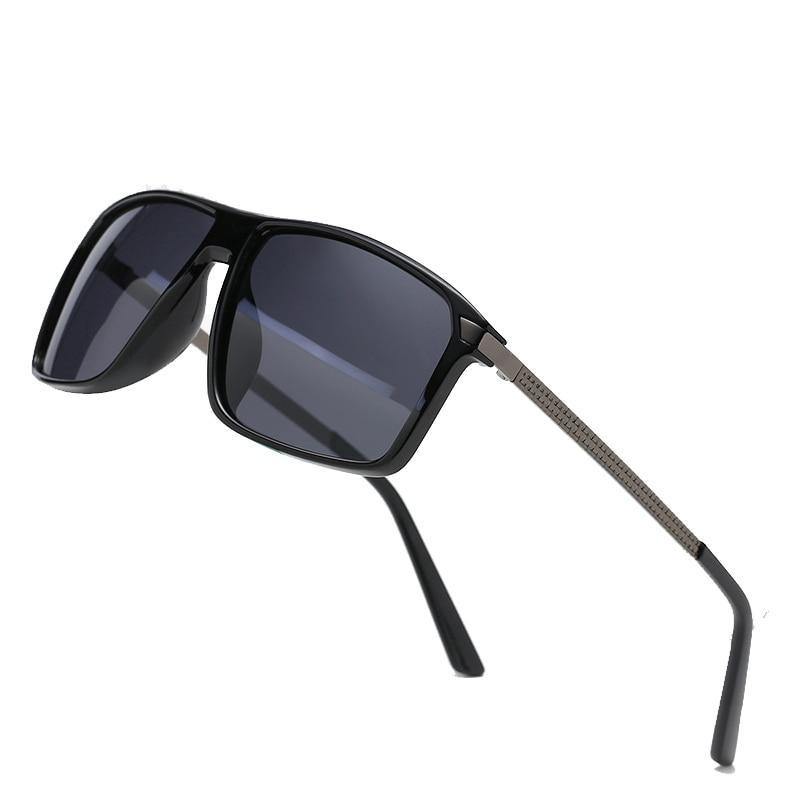 Calanovella Men's Rectangle Polarized Sunglasses Vintage Retro Matte Black Cool Sun Glasses UV400 - Calanovella.com