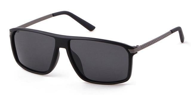 Calanovella Men's Rectangle Polarized Sunglasses Vintage Retro Matte Black Cool Sun Glasses UV400 - Calanovella.com