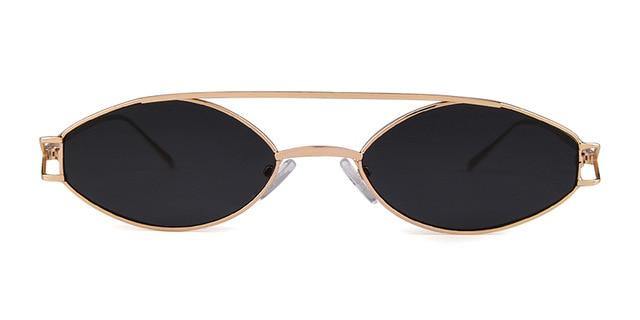 Calanovella Small Oval Sunglasses Retro 90s Tiny Gold Metal Diamond Shape Frame Sun Glasses - Calanovella.com