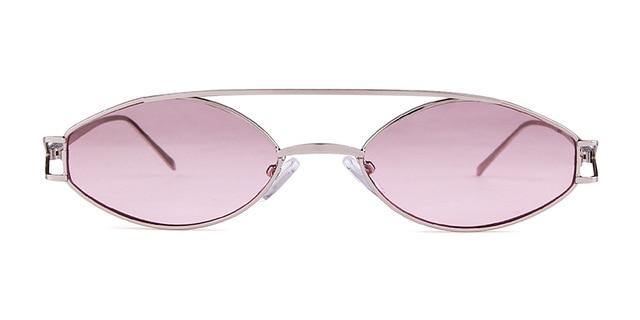 Calanovella Small Oval Sunglasses Retro 90s Tiny Gold Metal Diamond Shape Frame Sun Glasses - Calanovella.com