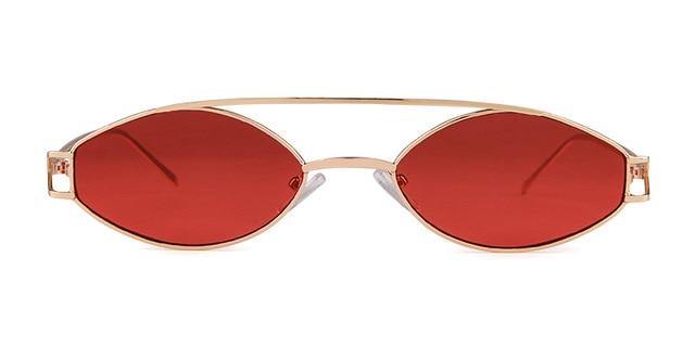 Calanovella Small Oval Sunglasses Retro 90s Tiny Gold Metal Diamond Shape Frame Sun Glasses - Calanovella.com