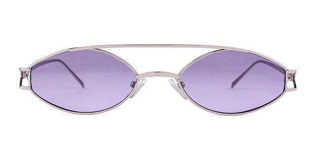 Calanovella Small Oval Sunglasses Retro 90s Tiny Gold Metal Diamond Shape Frame Sun Glasses - Calanovella.com