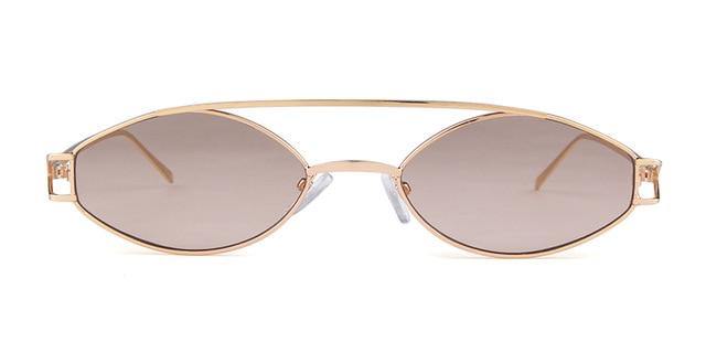 Calanovella Small Oval Sunglasses Retro 90s Tiny Gold Metal Diamond Shape Frame Sun Glasses - Calanovella.com